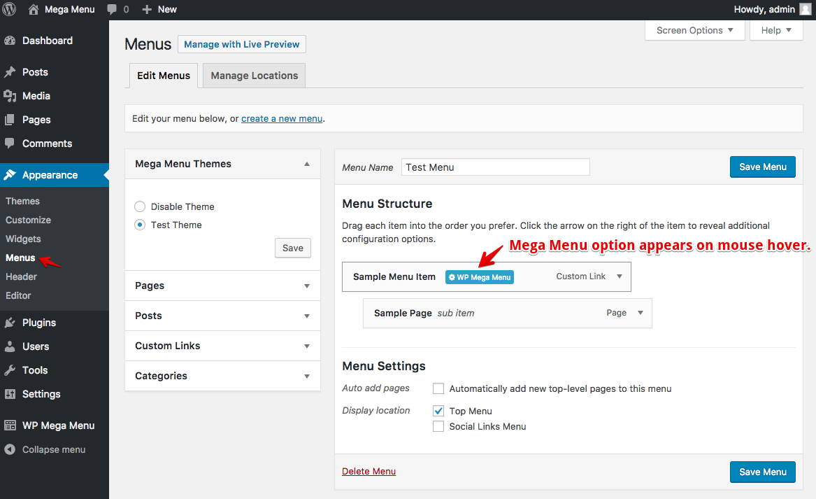 how to add image in mega menu wordpress