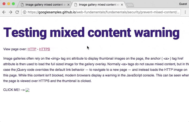 mixed content warning