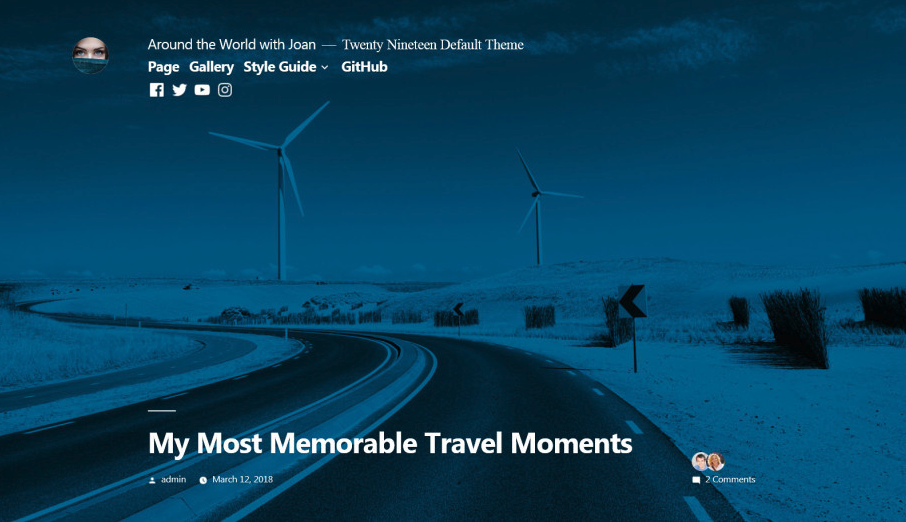 Twenty Nineteen Theme in WordPress 5.0