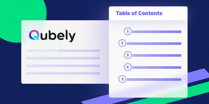 qubely new block table of contents