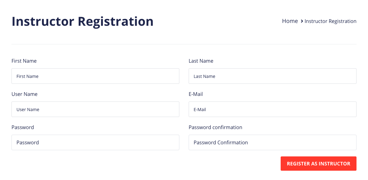 Instructor registration form