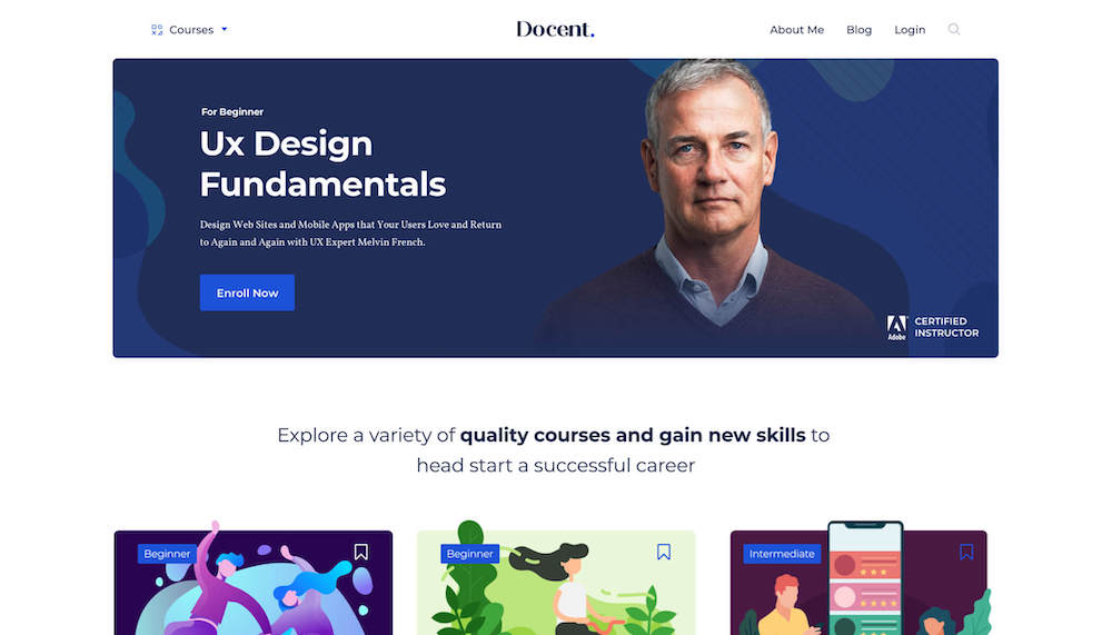 Docent Pro theme homepage