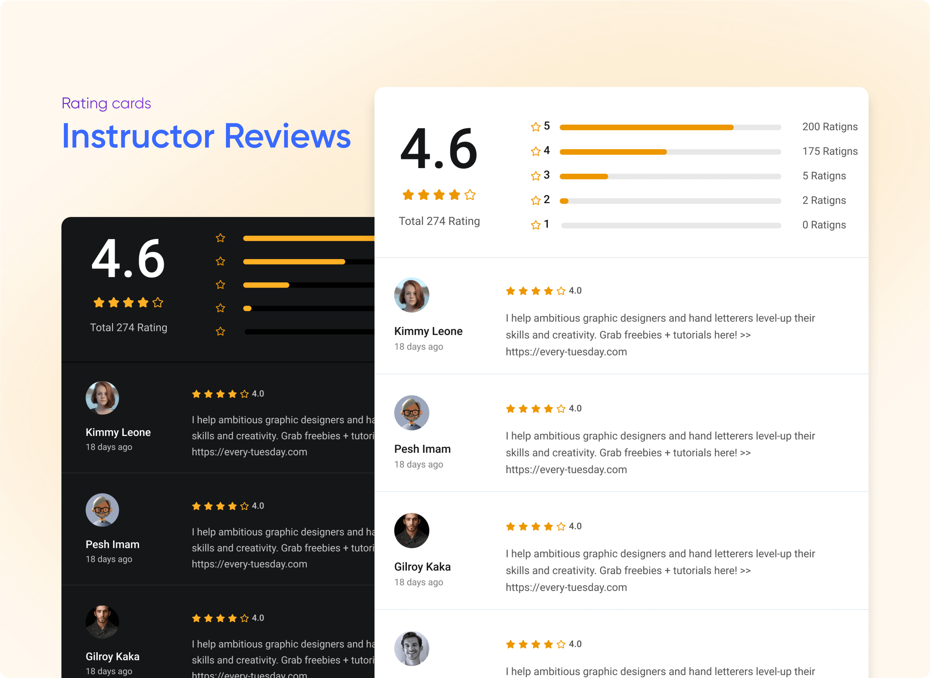Instructor reviews on divi