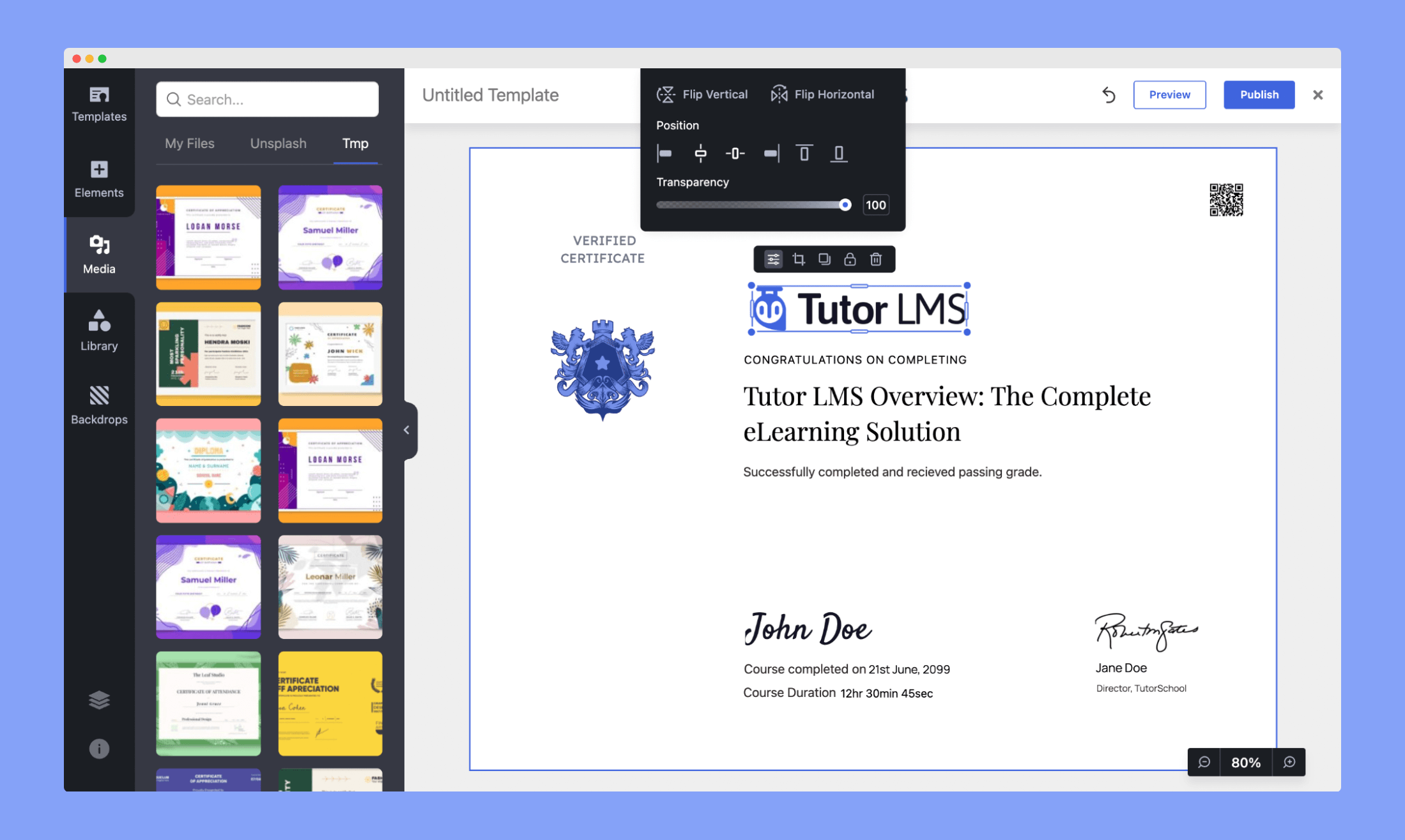 Designing Certificate With a Template