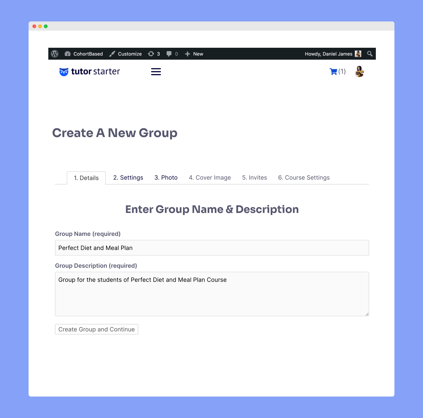 group name and description of buddypress groups