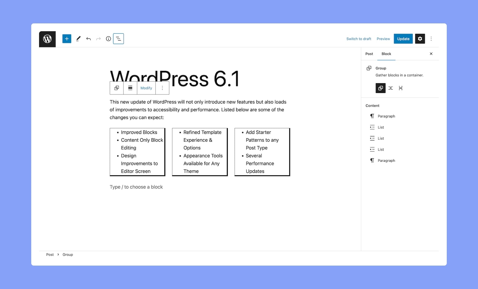 الجديد في WordPress 6.1 وكيف سيؤثر ذلك على موقعك 5 WordPress 6.1 تحرير المحتوى فقط
