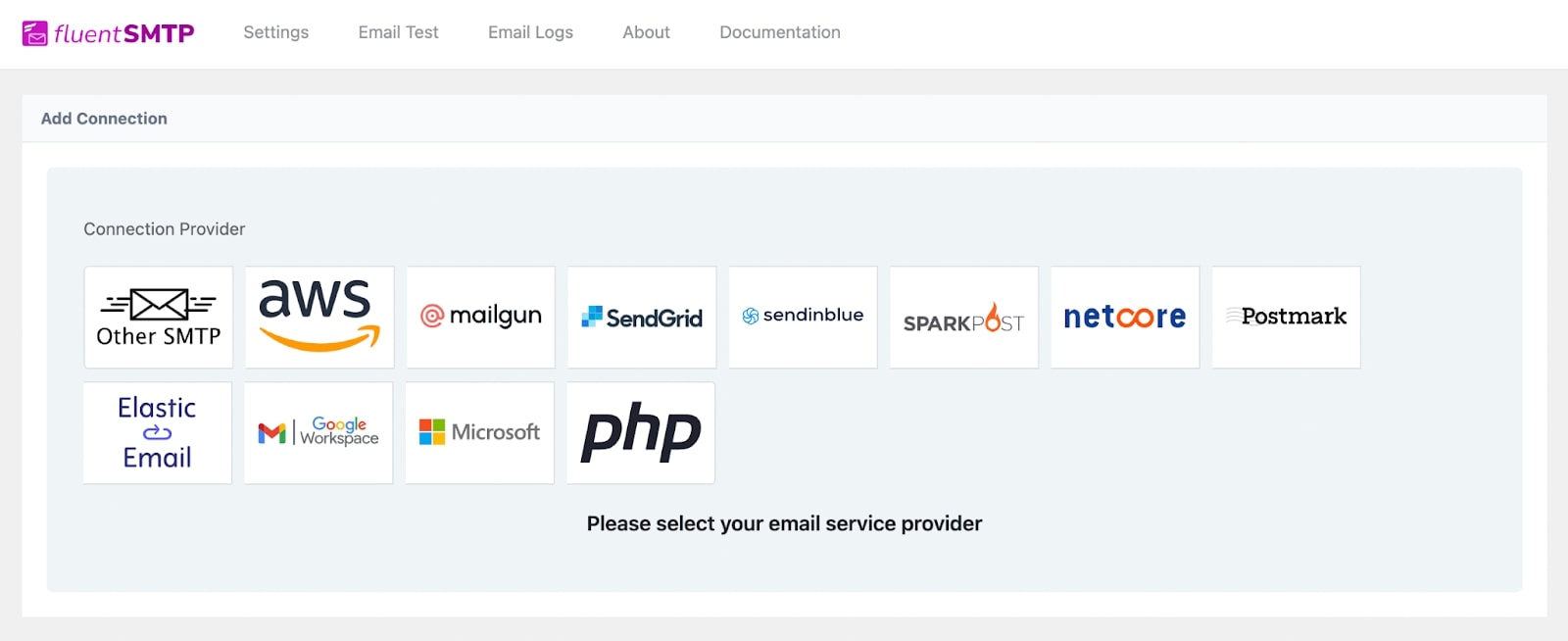 Configure an email service in FluentSMTP 