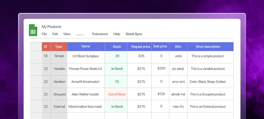 Stock Sync for WooCommerce with Google Sheet