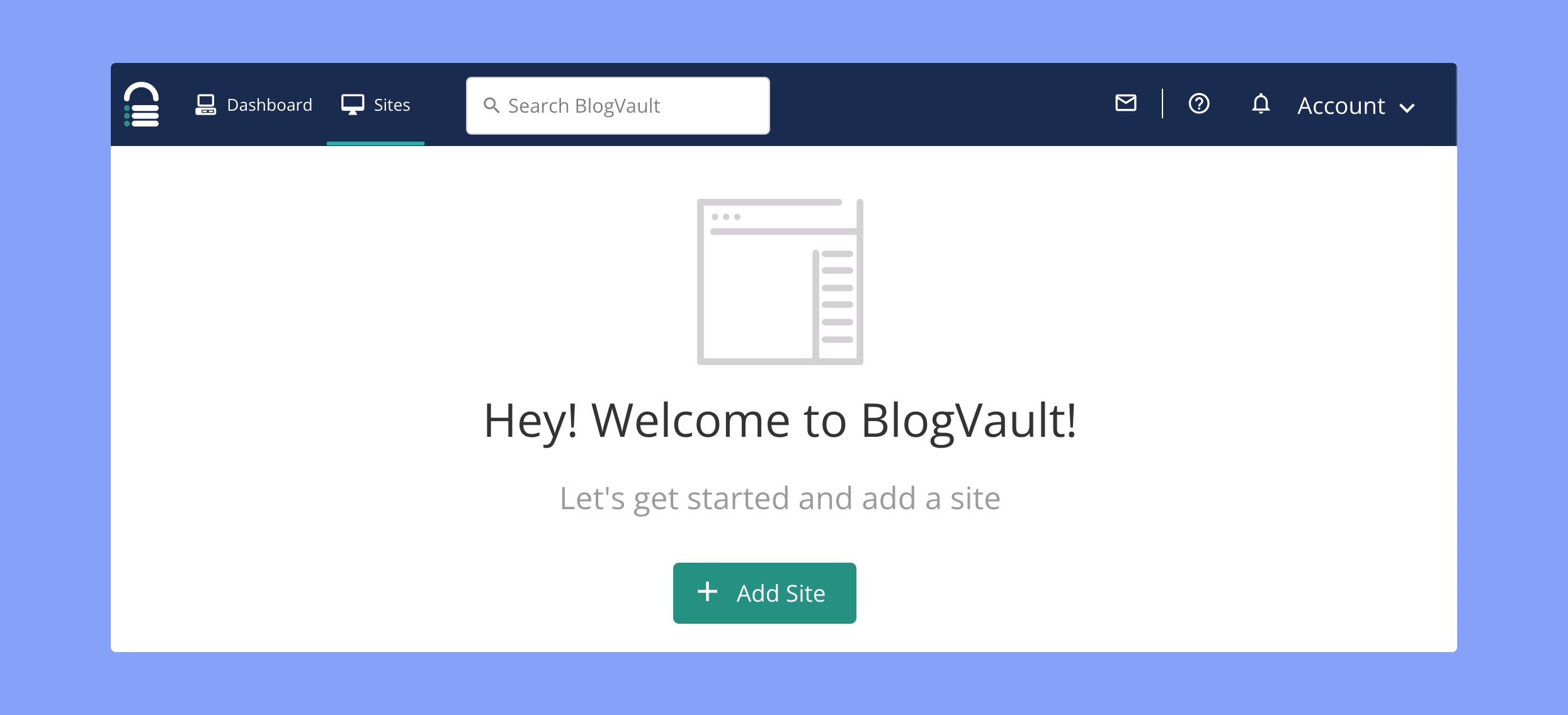 Add your website to BlogVault