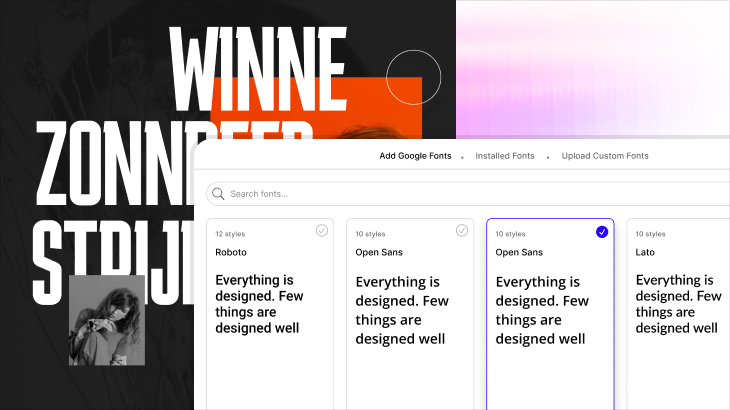Add eye-catching and unique typography with Droip’s Google & Custom Fonts feature