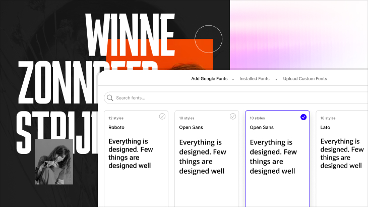 Add eye-catching and unique typography with Droip’s Google & Custom Fonts feature
