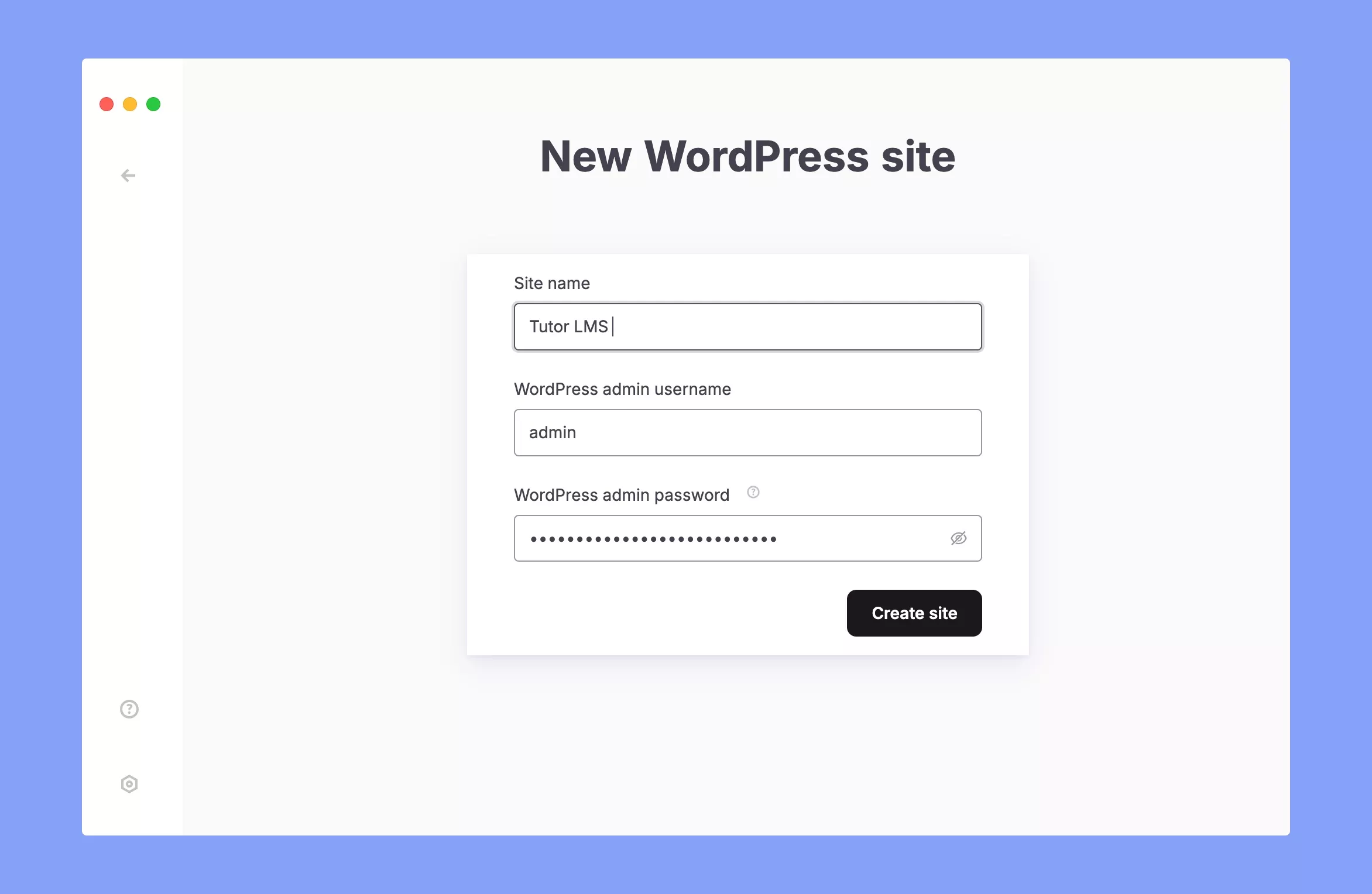 Create a new local WordPress site with DevKinsta